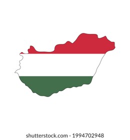 Hungary map silhouette with flag on white background