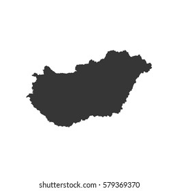 Hungary map silhouette on the white background. Vector illustration