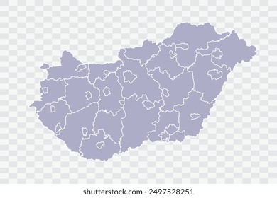 Hungary Map silver Color on White Background quality files Png