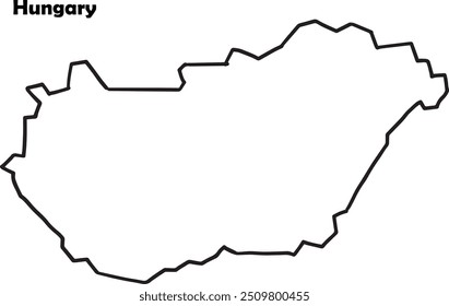 Mapa de Hungría contorno negro simple