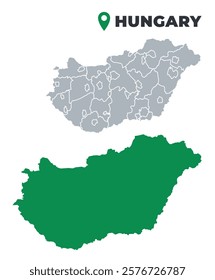 Hungary map simple flat outline vector set