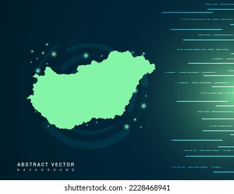 Hungary map of technology green futuristic Background vector.