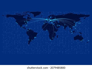 Hungary map for technology or innovation or export concepts. Connections of the country to major cities around the world. File is suitable for digital editing and prints of all sizes.