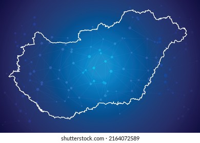 Hungary Map Technology  with network connection background