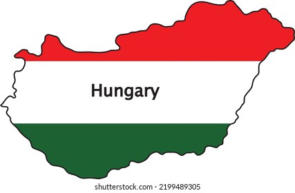 Mapa de Hungría tricolor con texto