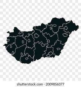 Hungary map vector. dark color. isolated on transparent background.