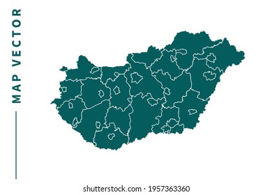 Hungary map vector. green color on white background.