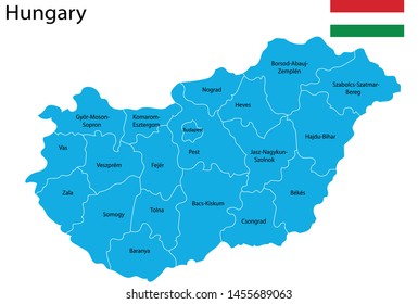 Hungary map vector illustration, map of cities
