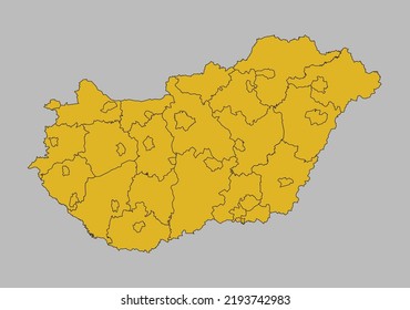 Hungary map vector, Isolated on gray background