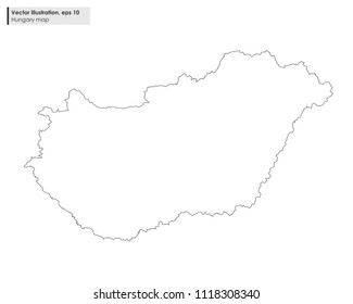 Hungary map vector line illustration on white background