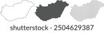 Hungary map vector in outline, grey color, dotted style.