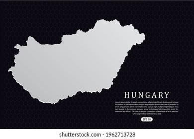 Mapa de Hungría - Mapa mundial Modelo vectorial internacional con color blanco aislado en el fondo del hexágono - Ilustraciones vectoriales 10