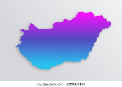 Hungary Map - World map International vector template with 3D, paper style including shadow and Gradient blue, purple color on grey background for design, infographic - Vector illustration eps 10