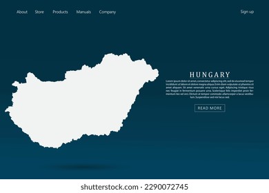 Hungary Map - World map international vector template with 3d white color on dark blue and green gradient color background for website template design, infographic - Vector illustration eps 10