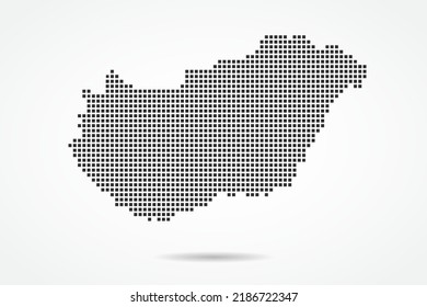 Hungary Map - World map vector template with Black pixel, grid, grunge, halftone style isolated on white background for education, infographic, design, banner - Vector illustration eps 10