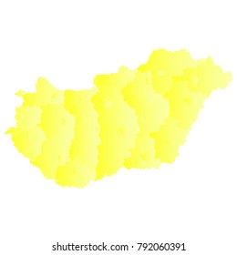 hungary map - yellow geometric rumpled triangular style gradient graphic background . Vector illustration eps 10.