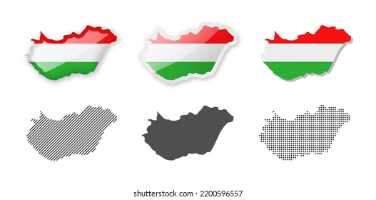 Hungary - Maps Collection. Six maps of different designs. Set of vector illustrations