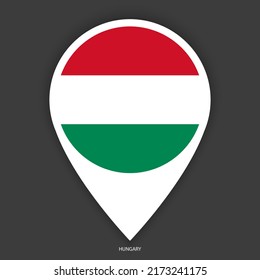 Hungary marker icon on dark grey background. Hungary pin icon isolated on barely dark background.