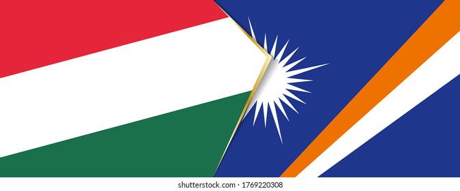 Hungary and Marshall Islands flags, two vector flags symbol of relationship or confrontation.