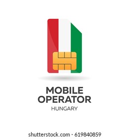 Hungary mobile operator. SIM card with flag. Vector illustration