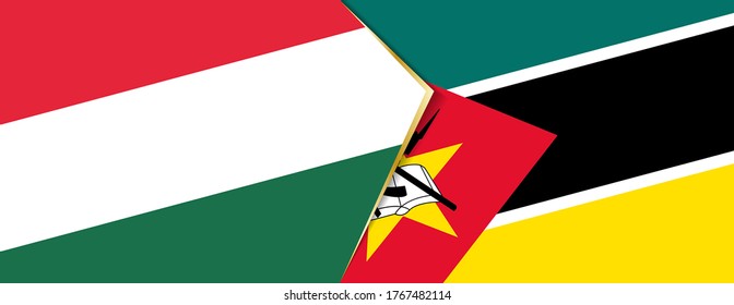 Hungary and Mozambique flags, two vector flags symbol of relationship or confrontation.