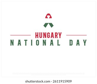 HUNGARY National Day on a white background with ribbon flag, Vector design of National Day of HUNGARY, Typographic Design of HUNGARY National Day, Flag typography of HUNGARY