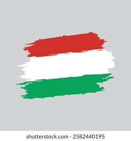 Hungary national flag in brush shape frame