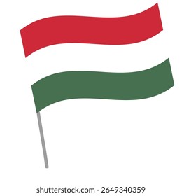 Hungary national flag flutters with flagpole