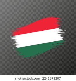 Hungary national flag. Grunge brush stroke. Vector illustration on transparent background.