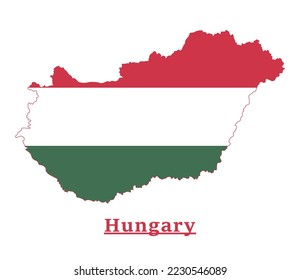 Ungarische National Flag Map Design, Illustration Ungarns Country Flag innerhalb der Karte