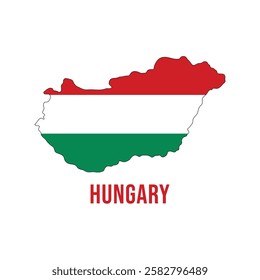 Hungary National Flag Map Design, Illustration Of Hungary Country Flag Inside The Map Hungary map vector.