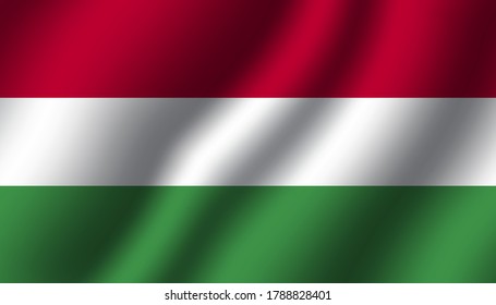 hungary national wavy flag vector illustration. textile fabric close up mode