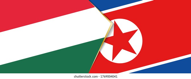 Banderas de Hungría y Corea del Norte, dos banderas vectoriales símbolo de relación o confrontación.
