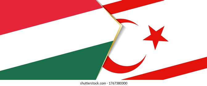 Hungary and Northern Cyprus flags, two vector flags symbol of relationship or confrontation.