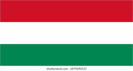 Hungary official flag vector with standard size and proportion. National flag emblem with accurate size and colors.