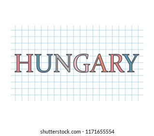 Hungary on checkered paper texture- vector illustration