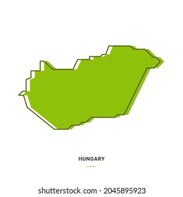 Hungary Outline Map with Green Colour. Modern Simple Line Cartoon Design - EPS 10 Vector