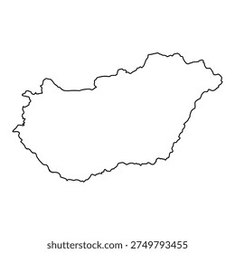 Hungary outline map. Hungary map vector. Hungary map on white background