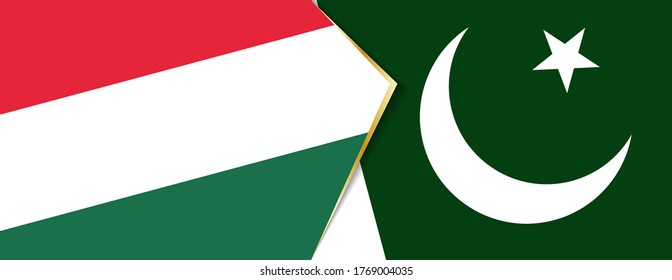 Banderas de Hungría y Pakistán, dos banderas vectoriales símbolo de relación o enfrentamiento.