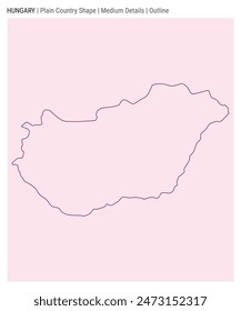 Hungary plain country map. Medium details. Outline style. Shape of Hungary. Vector illustration.