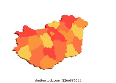 Hungary political map of administrative divisions - counties and autonomous city of Budapest. Map with labels.