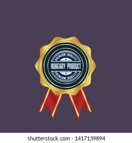 hungary product - premium quality. gold emblem with ribbon
