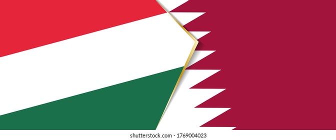 Hungary and Qatar flags, two vector flags symbol of relationship or confrontation.