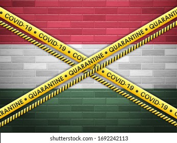 Ungarn in Quarantäne-Ziegelmauern. Vektorillustration.