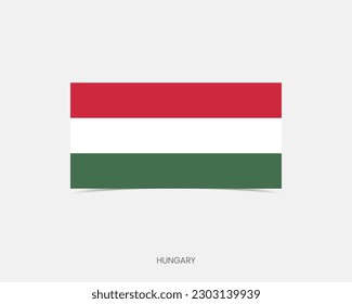 Hungary Rectangle flag icon with shadow.