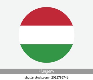 Bandera circular redonda de Hungría. Icono de la pancarta del botón circular húngaro. Vector EPS