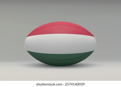 Hungary rugby ball featuring the national flag design on a gray background