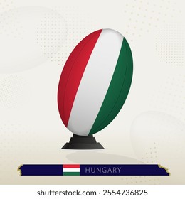 Hungary Rugby Ball on Rugby Kicking Tees with Modern Design. Illustration perfect for sports, national pride, and rugby-related projects.