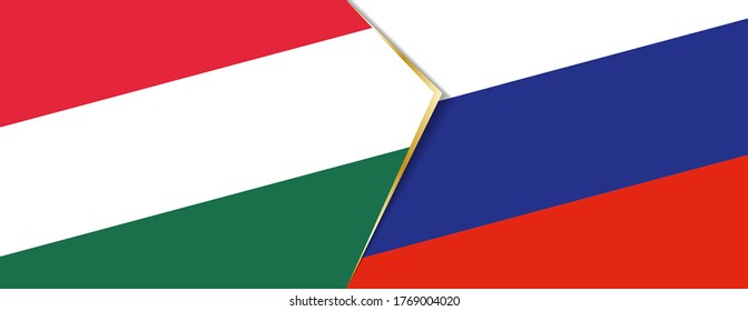 Hungary and Russia flags, two vector flags symbol of relationship or confrontation.