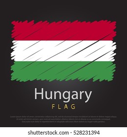 Hungary scribbled flag. hand drawn lines in Vector Format on Gray Background. Vector illustration eps 10.